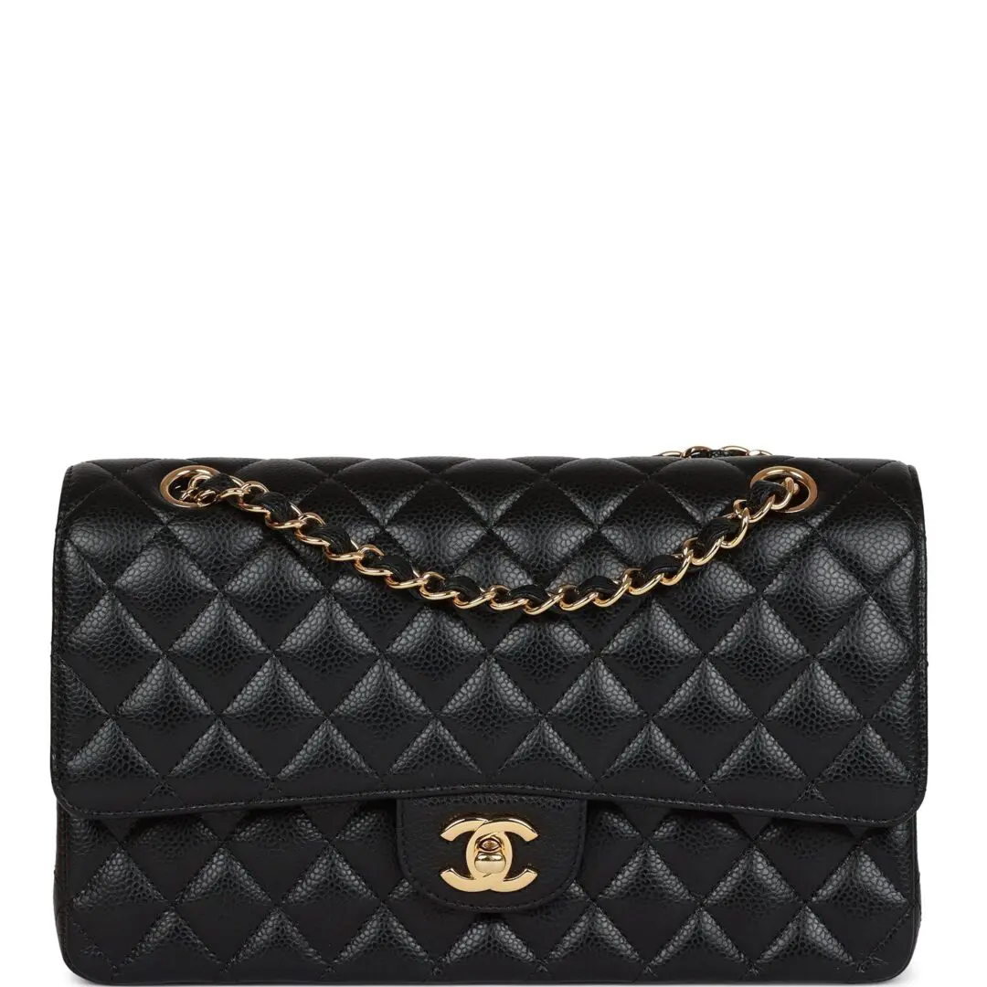 Chanel Medium Classic Double Flap Bag Black Caviar Gold Hardware