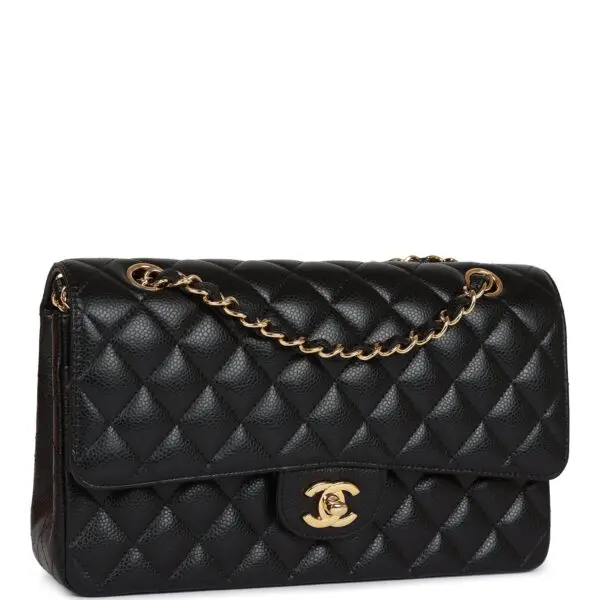 Chanel Medium Classic Double Flap Bag Black Caviar Gold Hardware.