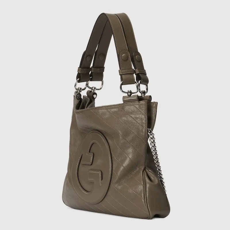 The GUCCI BLONDIE SMALL TOTE BAG in olive green.
