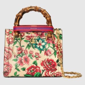 GUCCI DIANA MINI TOTE BAG's floral mini bag with bamboo handles.