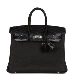 Hermès Birkin 25 Black Lizard and Togo Touch Palladium Hardware