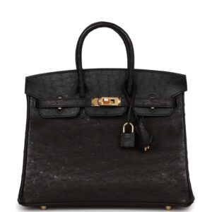 Hermès Birkin 25 Black Ostrich Gold Hardware