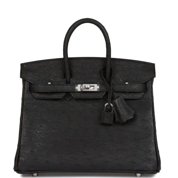 Hermès Birkin 25 Black Ostrich Palladium Hardware