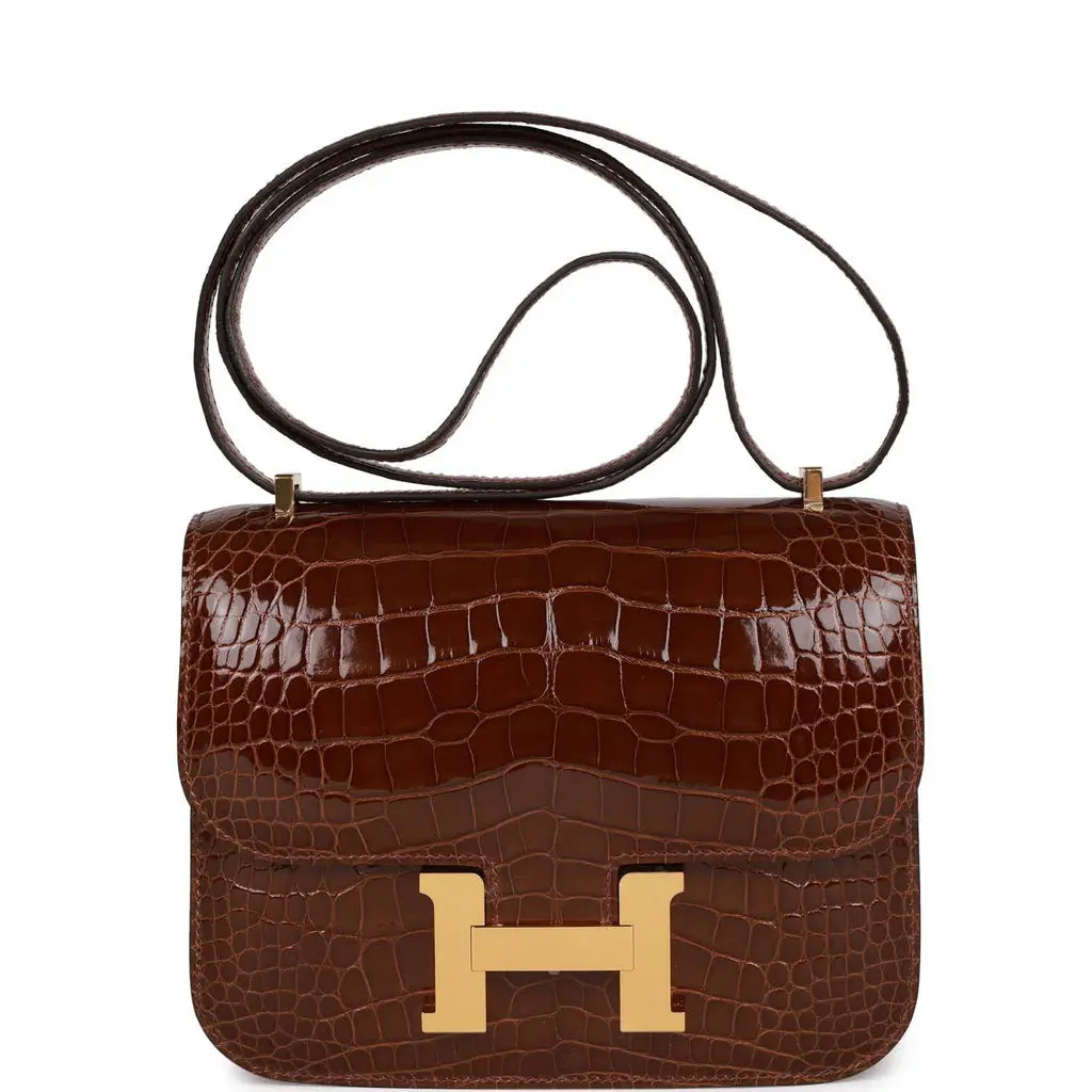 Hermès Constance 18 Miel Shiny Alligator Gold Hardware