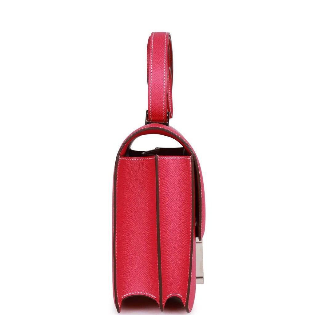 Amazing Hermes Constance Mini 18 shoulder bag in Rose Tyrien epsom