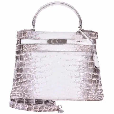 Hermès Kelly 28 Retourne Himalayan Niloticus Crocodile Palladium Hardware