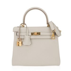 Hermes Kelly Retourne 25 Bag Beton Gold Hardware Togo Leather