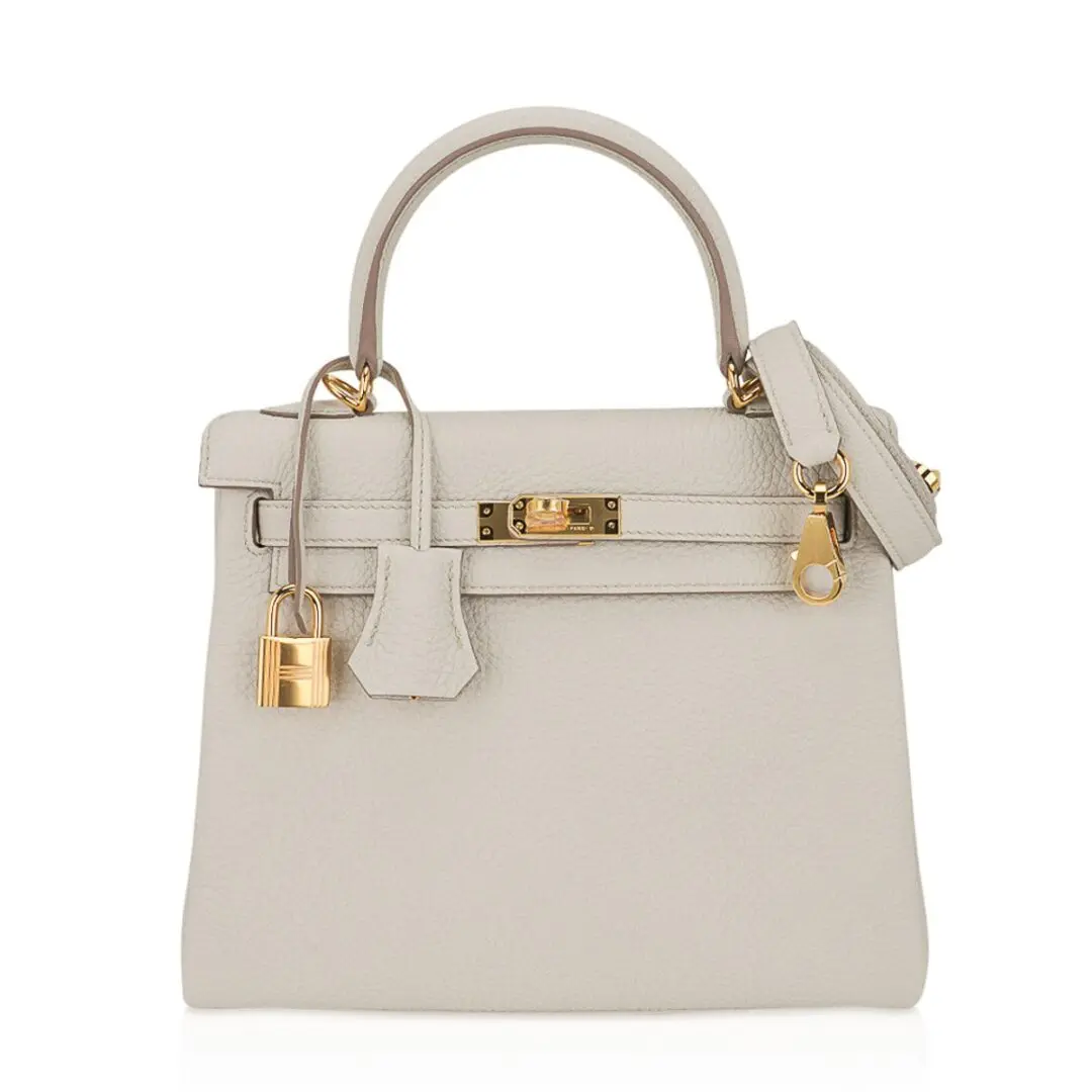 Hermes Kelly Retourne 25 Bag Beton Gold Hardware Togo Leather