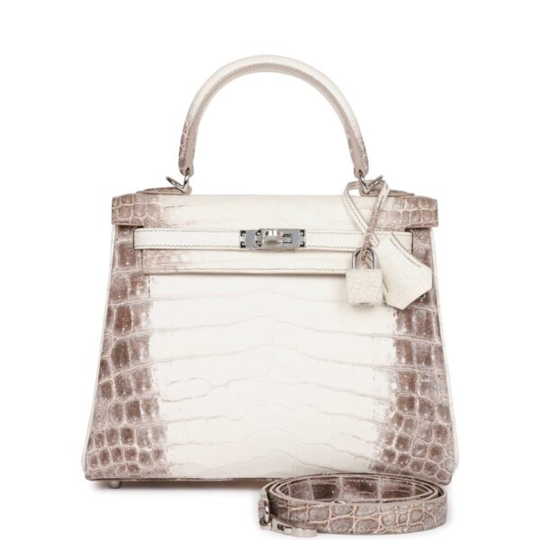 Hermès Kelly Retourne 25 Himalaya Niloticus Crocodile Palladium Hardware