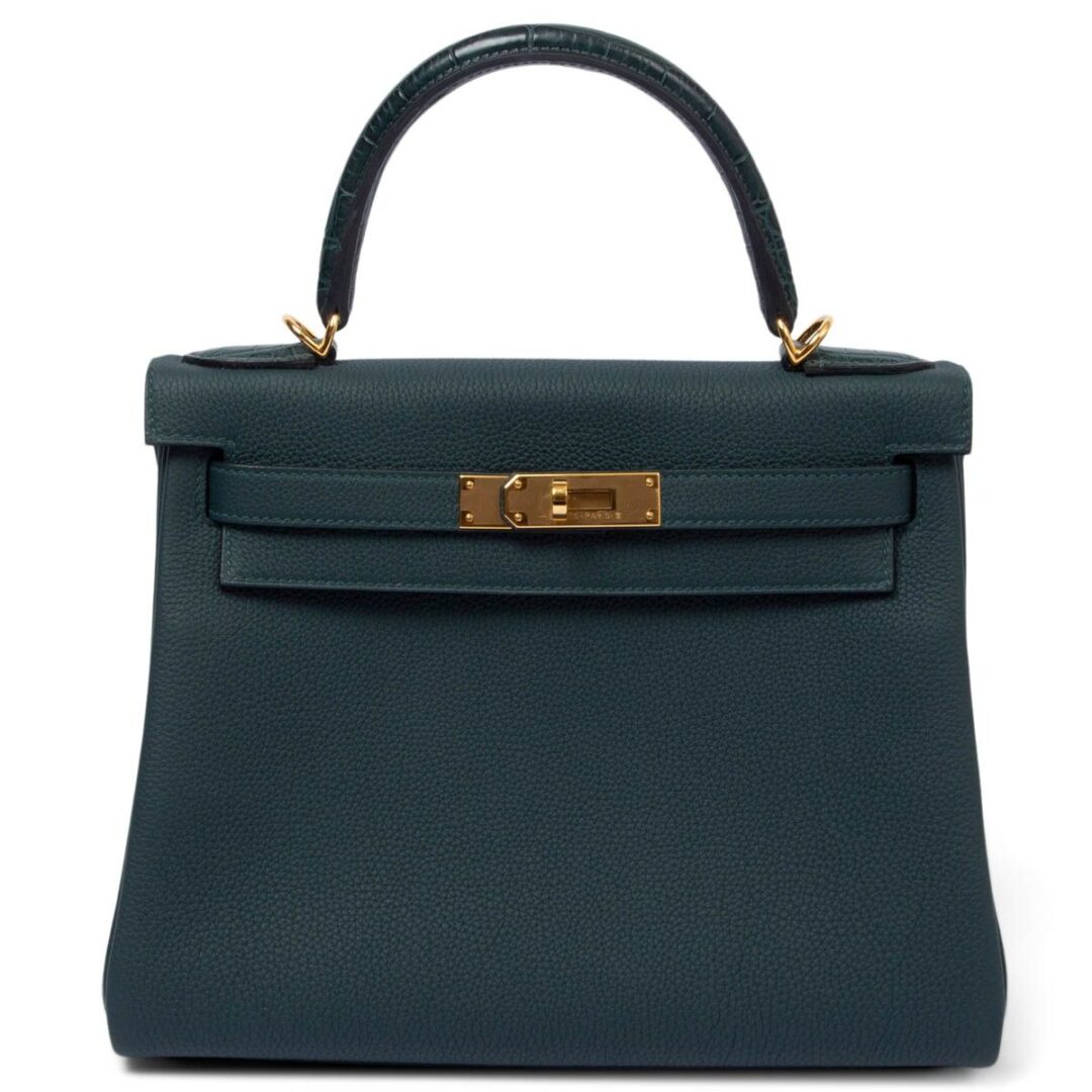 Hermès Kelly Retourne 28 Touch Bag Vert Cypress Togo