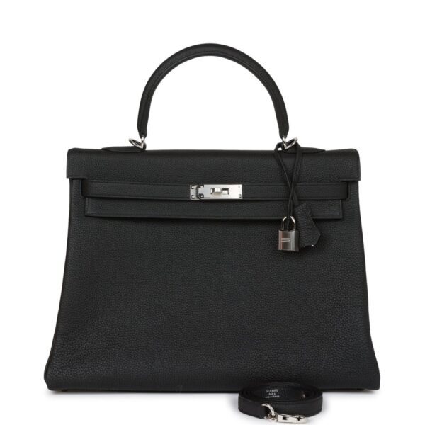 Hermès Kelly Retourne 35 Black Togo Palladium Hardware