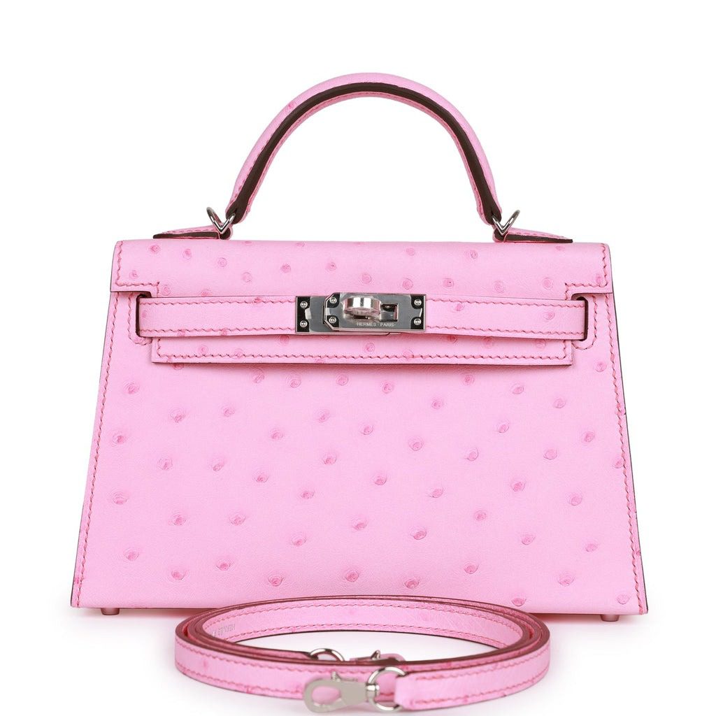 Hermès Kelly Sellier 20 Bubblegum Ostrich Palladium Hardware