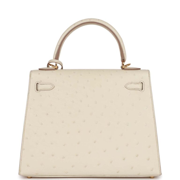 Hermès Kelly Sellier 25 Beton Ostrich Gold Hardware | Lady Hype Beast