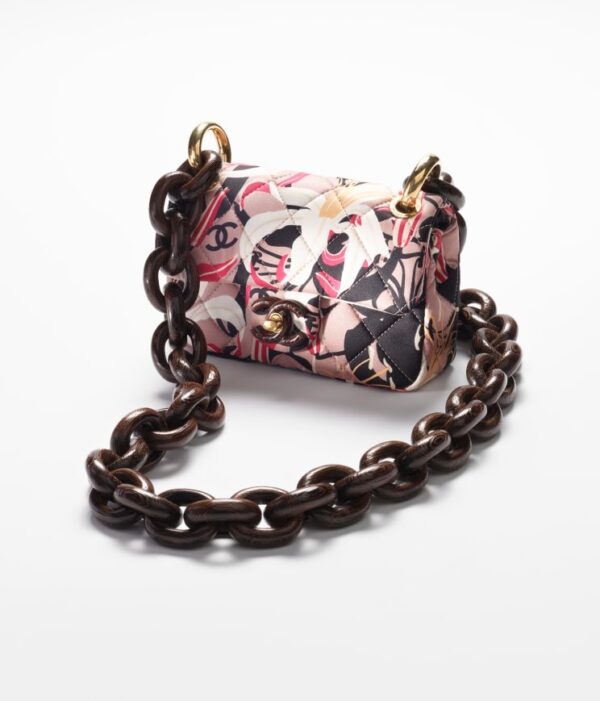 Chanel's MINI FLAP BAG with a floral print.